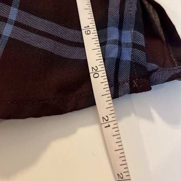 𝅺loft plaid brown and blue off shoulder top extra small petite draped collar - Picture 8 of 8